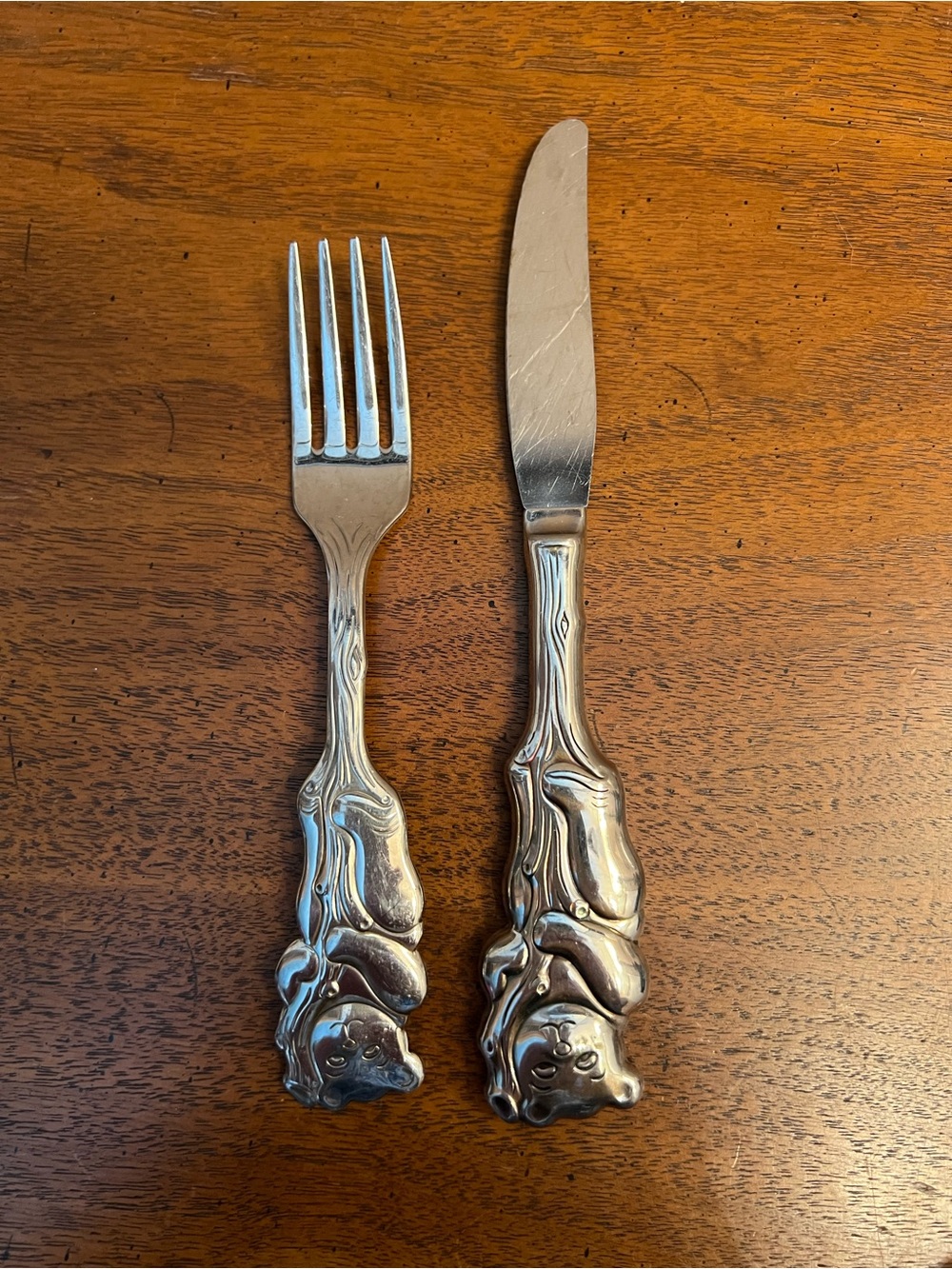 Vintage Oneida Community Stainless Steel Koala Bear Children's Fork & Knife Set